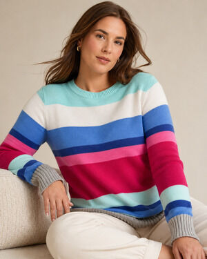 Talbots Womens Striped Sweater Large Colorful Old Money Preppy Capsule Granola